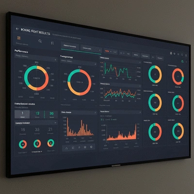 Detailed boxing fight results data displayed on a screen